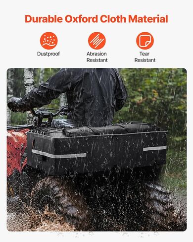 VEVOR ATV Rear Storage Bag, 60L ATV Rear Cargo Bag, 600D Oxford Cloth Back Seat Gear Bag with Backrest & Waterproof Cover, Fit Most ATVs with Rear Racks, Compatible with ATVs, UTV, Can-Am Vehicle in Saudi Arabia