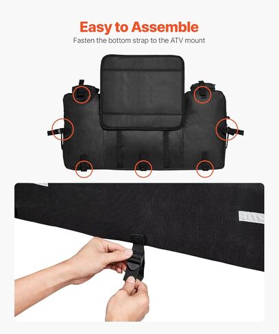 VEVOR ATV Rear Storage Bag, 60L ATV Rear Cargo Bag, 600D Oxford Cloth Back Seat Gear Bag with Backrest & Waterproof Cover, Fit Most ATVs with Rear Racks, Compatible with ATVs, UTV, Can-Am Vehicle in Saudi Arabia