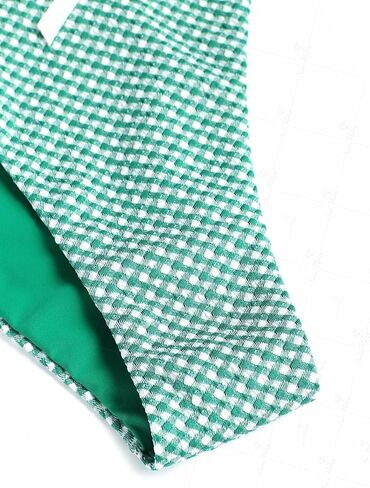 seamoly Vintage Eyelet Jacquard Textured Bowknot Decor Halter Tie Side Tankini Set in Saudi Arabia