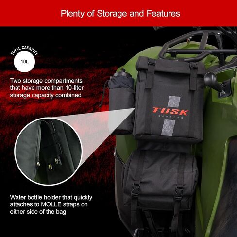 TUSK Trail Runner ATV Fender Bag Black Zipperless Quick Access Detachable 10-Liter Cargo Bags in Saudi Arabia