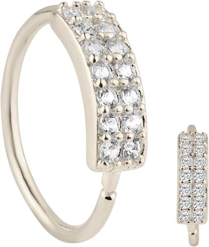 Sterling Silver Double Layer CZ Nose Hoop, 22g Thickness, Prong Set in Saudi Arabia
