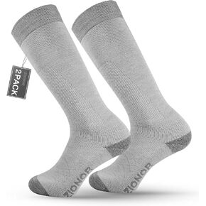 ZIONOR 2 Pack Ski Snow Socks High Knee Merino Wool Warm Plush Padded Elastic Fast Dry for Men Women Skiing Snowboarding