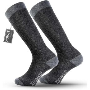 ZIONOR 2 حزمة من جوارب التزلج على الجليد عالية الركبة من صوف ميرينو دافئ مبطن من القطيفة المرنة سريعة الجفاف للرجال والنساء التزلج على الجليد in Kuwait