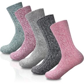 Women Winter Socks-5 Pairs Womens Thick Knitted Wool Warm Socks Casual Socks,One Size 5-9