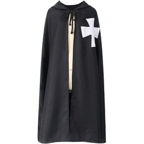 Rulercosplay Halloween Cloak Medieval Templar Knight Cape Black or White Hoodie Cosplay Costume