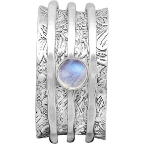 Spinner Ring !! 925 Sterling Silver Moonstone Gemstone Meditation Ring, Anxiety Ring, Fidget Ring, Anti Stress Ring, Worry Band