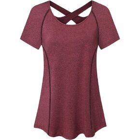 JCZHWQU Women's Short Sleeve Criss Cross Back Athletic Yoga Tops