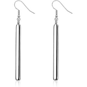 Minimalist Sterling Silver Plated Long Bar Dangle Drop Earrings for Women Elegant Hook Dangling Hypoallergenic Fashion Simple Geometric Jewelry for Women Girls Birthday Bff Mom