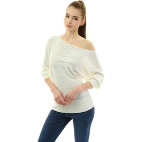 AmélieBoutik Women On Off One Shoulder Semi-Sheer Knit Top