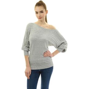 AmélieBoutik Women On Off One Shoulder Semi-Sheer Knit Top