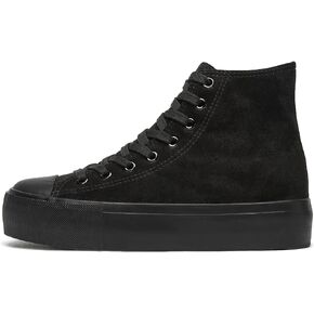 ALTOCIS Women's Comfortable Platform High Top Sneakers, Casual Mid Top Sneaker for Women, Cute Faux Suede Fashion Sneakers, Classic Lace Up Walking Shoes