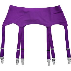 Purple Plus Size Metal Buckles 6 Wide Straps Sexy Women Seamless Garter Belt for Stockings S504P