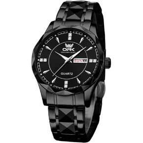 Watches for Men,Dress Analog Quartz Mens Watch,Stainless Steel Waterproof Luminous Wristwatch,Big Face Calendar Elegant Gift for Men