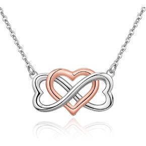 Bolelis Infinity Love Heart Necklace - Sterling Silver Infinity Heart Pendant Necklace for Women and Girlfriends Valentine's Day, Anniversary and Birthday Jewelry Gifts.