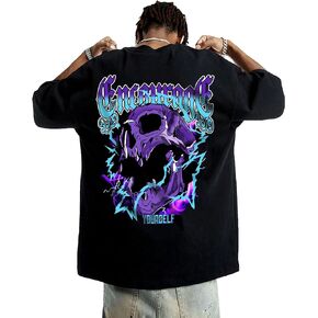 GORGLITTER Men's Sculpture Slogan Print Graphic T Shirts Half Sleeve Drop Shoulder Crewneck Tee