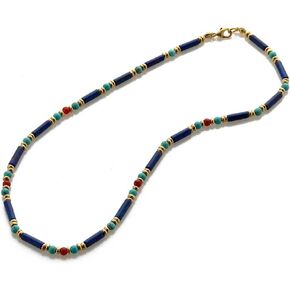 MUSEUM REPRODUCTIONS Egyptian 'Thebes' Necklace - Lapis, Turquoise and Carnelian - 18"