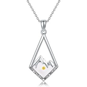 925 Sterling silver Mountain Mustard Seed Jewelry Blue Opal Faith Move Mountains Necklace Gift for Christian