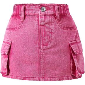 COZYEASE Girl's Y2k Mini Denim Skirt Loose Fit Button Up Zip Up A Line Straight Skirt with Pockets Streetwear
