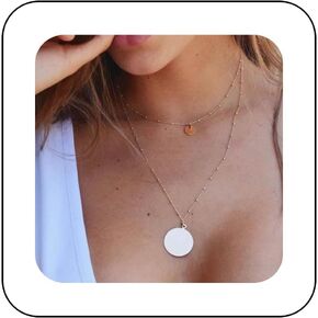 Boho Disc Coin Choker Necklace Layered Coin Disc Necklace Choker Vintage Coin Pendant Necklace Gold Disc Necklace Chain Jewelry for Women and Girls