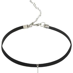 Simple Black Short Punk Style PU Leather Choker Cuboid Pendant Necklace with Chain for Women Wedding Birthday Party Club Jewelry Gift