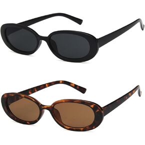 WMAO Retro Oval Sunglasses for Women and Men Trendy Small 90s Style Plastic Frame UV400