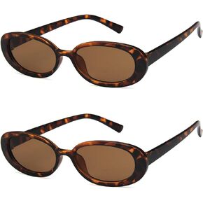 WMAO Retro Oval Sunglasses for Women and Men Trendy Small 90s Style Plastic Frame UV400