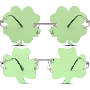 COASION St. Patrick's Day Irish Shamrock Sunglasses Green Four Leaf Clover Leprechaun Costume Eyewear Glasses for Women Men