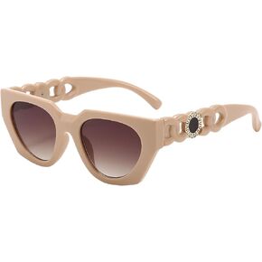 Dollger Retro Rectangle Sunglasses for Women Irregular Designer Sunnies Trendy Vintage Small Cateye Shades UV400
