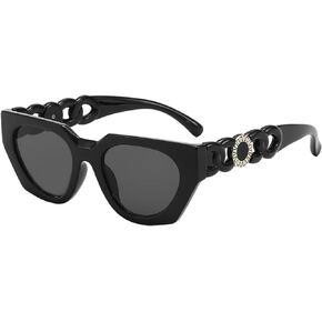 Dollger Retro Rectangle Sunglasses for Women Irregular Designer Sunnies Trendy Vintage Small Cateye Shades UV400