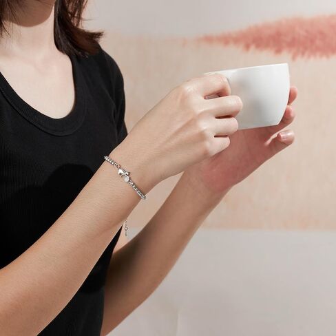 ASKRAIN Cat Mom Gifts Cat-Playing Ball Charm سوار سلسلة مطلي بالفضة بطول 7 بوصة + 2 بوصة in Kuwait