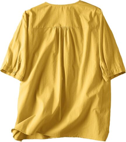 Women's Summer Flora Embroidered Tops V Neck Short Sleeve Tunic Tops for Women Cotton Blouses Boho Loose Fit Tunic Tshirts in Kuwait