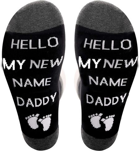 PXTIDY 2 Pairs Daddy Socks Gift for New Dads Hello My NEW Name Is Daddy Pregnancy Announcement Gift Socks for Dad To Be in Saudi Arabia