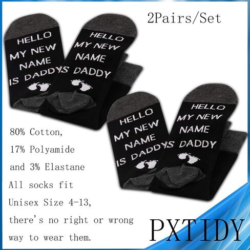 PXTIDY 2 Pairs Daddy Socks Gift for New Dads Hello My NEW Name Is Daddy Pregnancy Announcement Gift Socks for Dad To Be in Saudi Arabia
