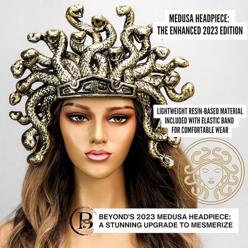 بييوند ماسكرايد بي شريط راس تنكري من ميدوسا، غطاء راس وقبعة تاج للهالوين، اكسسوارات ميدوسا التنكرية in Kuwait