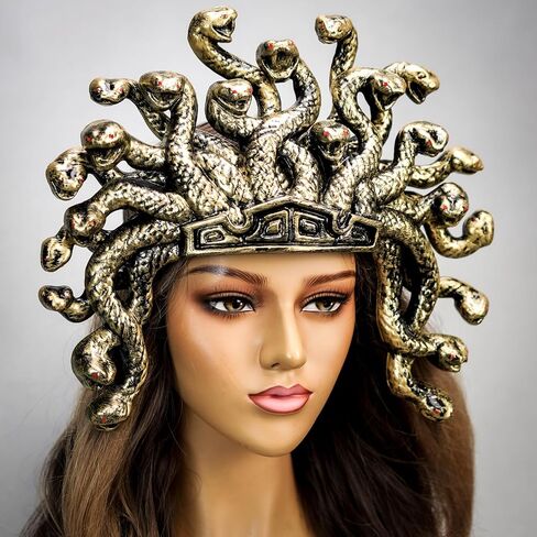 بييوند ماسكرايد بي شريط راس تنكري من ميدوسا، غطاء راس وقبعة تاج للهالوين، اكسسوارات ميدوسا التنكرية in Kuwait