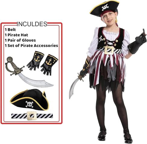 زي Spooktacular Creations Girl Pirate Seven Seas للحفلات ذات الطابع الشخصي، الهالوين in Kuwait