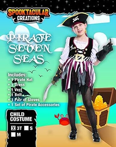 زي Spooktacular Creations Girl Pirate Seven Seas للحفلات ذات الطابع الشخصي، الهالوين in Kuwait