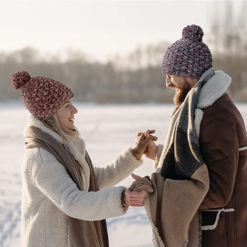 Fittia Winter Knit Beanie Hat for Women&Men, Thick Pom Pom Beanie with Flannel Lining, Snow Ski Skull Cap in Kuwait