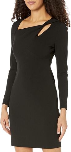 DKNY Women's Short Sleeve Scuba Crepe Twist Neck Sheath in Kuwait