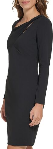 DKNY Women's Short Sleeve Scuba Crepe Twist Neck Sheath in Kuwait