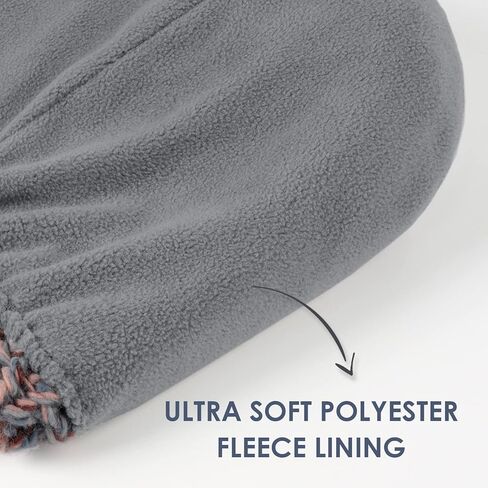 Fittia Winter Knit Beanie Hat for Women&Men, Thick Pom Pom Beanie with Flannel Lining, Snow Ski Skull Cap in Kuwait