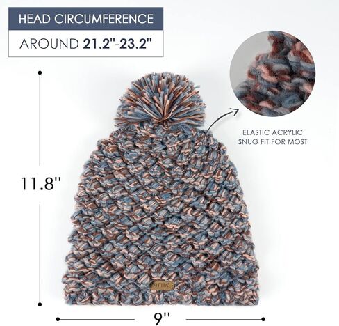 Fittia Winter Knit Beanie Hat for Women&Men, Thick Pom Pom Beanie with Flannel Lining, Snow Ski Skull Cap in Kuwait
