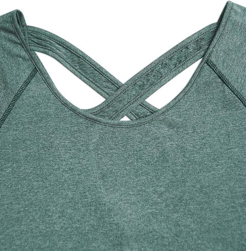 JCZHWQU Women's Short Sleeve Criss Cross Back Athletic Yoga Tops in Saudi Arabia