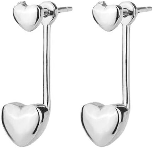 Double Heart Ear Jacket Earrings 925 Sterling Silver for Women Teen Girls Love Hearts Cartilage Sleeper 2 in 1 Studs Front Back Wrap Earring Cute Drop Jewelry Gifts Hypoallergenic in Saudi Arabia