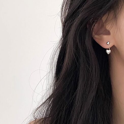 Double Heart Ear Jacket Earrings 925 Sterling Silver for Women Teen Girls Love Hearts Cartilage Sleeper 2 in 1 Studs Front Back Wrap Earring Cute Drop Jewelry Gifts Hypoallergenic in Saudi Arabia
