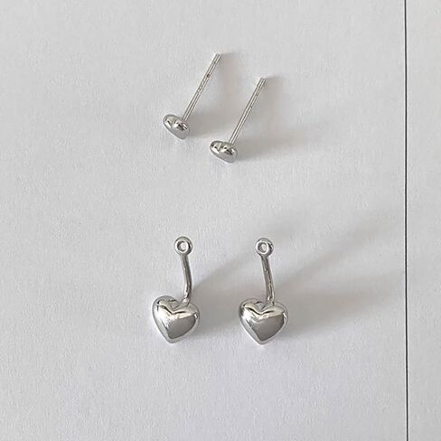 Double Heart Ear Jacket Earrings 925 Sterling Silver for Women Teen Girls Love Hearts Cartilage Sleeper 2 in 1 Studs Front Back Wrap Earring Cute Drop Jewelry Gifts Hypoallergenic in Saudi Arabia