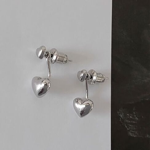 Double Heart Ear Jacket Earrings 925 Sterling Silver for Women Teen Girls Love Hearts Cartilage Sleeper 2 in 1 Studs Front Back Wrap Earring Cute Drop Jewelry Gifts Hypoallergenic in Saudi Arabia