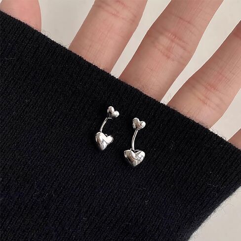 Double Heart Ear Jacket Earrings 925 Sterling Silver for Women Teen Girls Love Hearts Cartilage Sleeper 2 in 1 Studs Front Back Wrap Earring Cute Drop Jewelry Gifts Hypoallergenic in Saudi Arabia