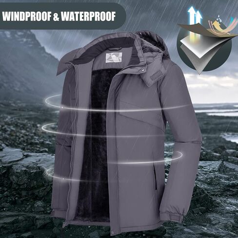CAMEL CROWN Men's Waterproof Ski Jacket Warm Winter Snow Coat Mountain Windbreaker Hooded Raincoat Snowboarding Jacket in Saudi Arabia
