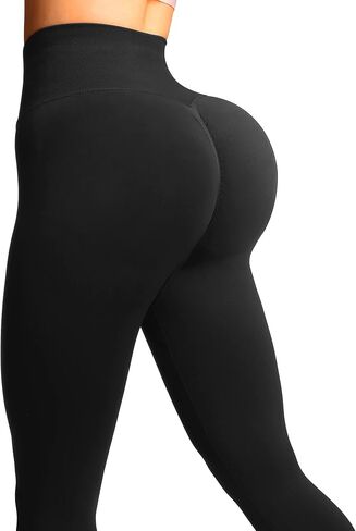 MathCat Scrunch Butt Lifting Leggings، سراويل ضيقة بدون خياطة مع خصر مرتفع، سراويل ضيقة سوداء للتحكم في البطن للنساء in Kuwait